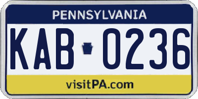 PA license plate KAB0236