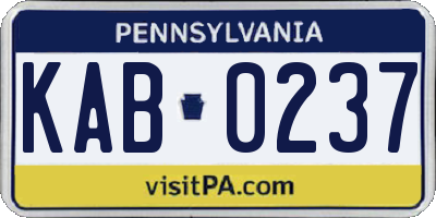 PA license plate KAB0237