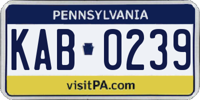 PA license plate KAB0239