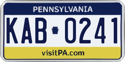 PA license plate KAB0241