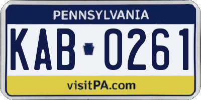 PA license plate KAB0261