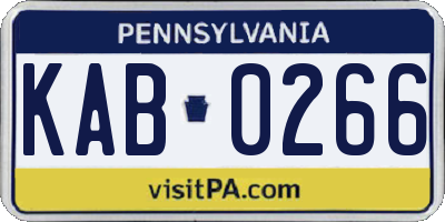 PA license plate KAB0266