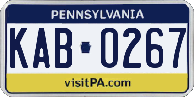 PA license plate KAB0267