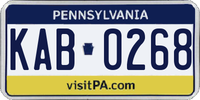PA license plate KAB0268
