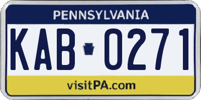 PA license plate KAB0271