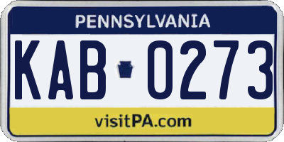 PA license plate KAB0273