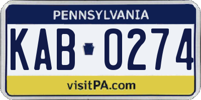 PA license plate KAB0274