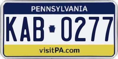 PA license plate KAB0277