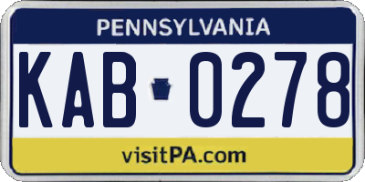 PA license plate KAB0278