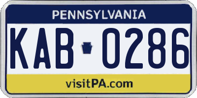 PA license plate KAB0286