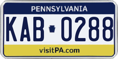 PA license plate KAB0288