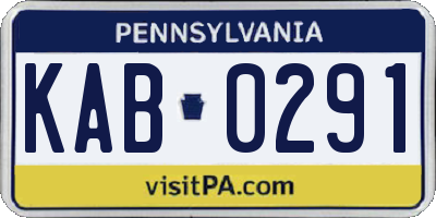 PA license plate KAB0291