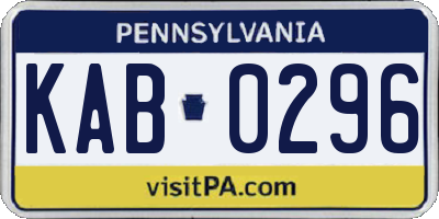 PA license plate KAB0296