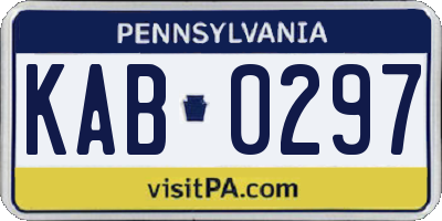 PA license plate KAB0297