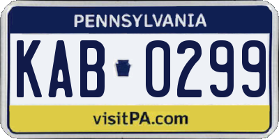 PA license plate KAB0299