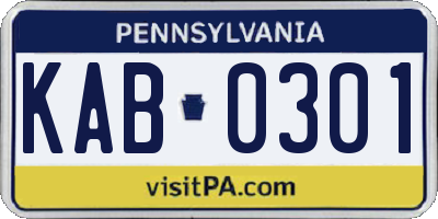 PA license plate KAB0301