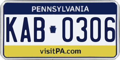 PA license plate KAB0306