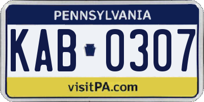 PA license plate KAB0307
