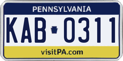 PA license plate KAB0311