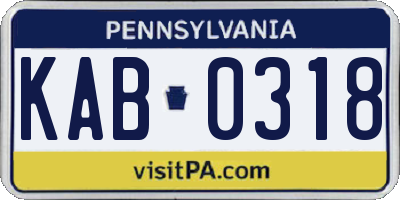PA license plate KAB0318