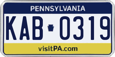 PA license plate KAB0319