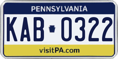 PA license plate KAB0322