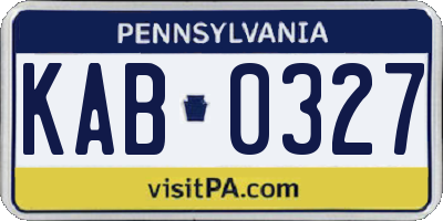 PA license plate KAB0327