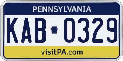 PA license plate KAB0329