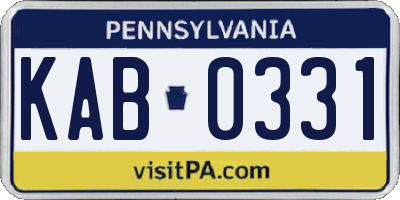PA license plate KAB0331