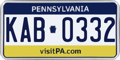 PA license plate KAB0332