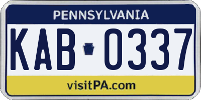 PA license plate KAB0337