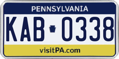 PA license plate KAB0338