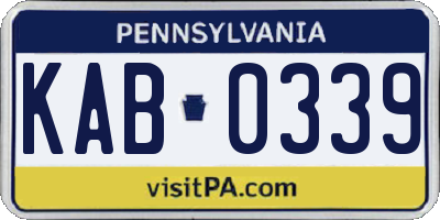PA license plate KAB0339