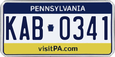 PA license plate KAB0341