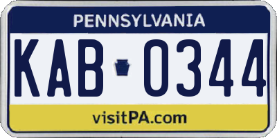 PA license plate KAB0344