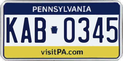 PA license plate KAB0345