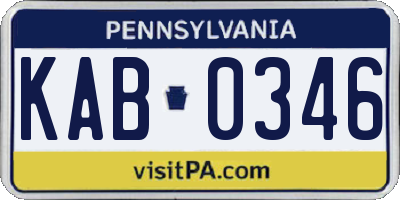 PA license plate KAB0346