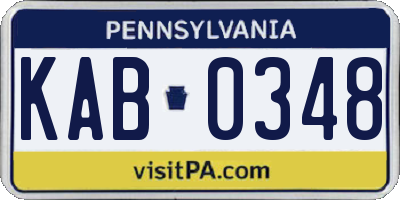 PA license plate KAB0348