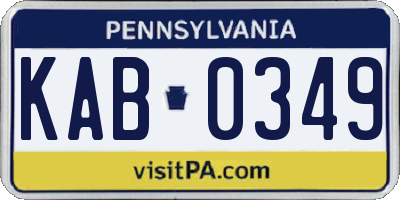 PA license plate KAB0349