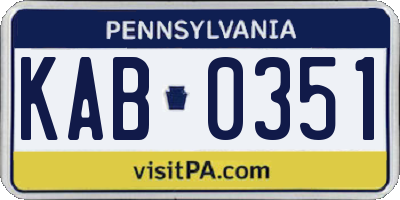 PA license plate KAB0351