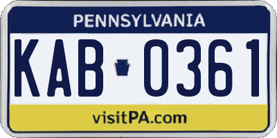 PA license plate KAB0361