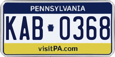 PA license plate KAB0368