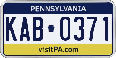 PA license plate KAB0371