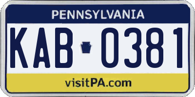 PA license plate KAB0381