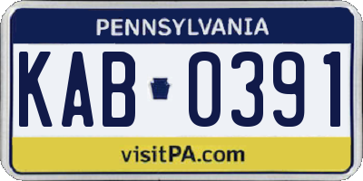 PA license plate KAB0391