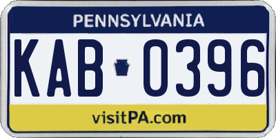 PA license plate KAB0396