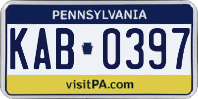 PA license plate KAB0397