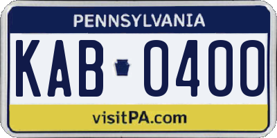 PA license plate KAB0400