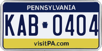 PA license plate KAB0404