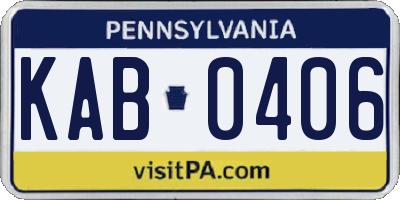 PA license plate KAB0406
